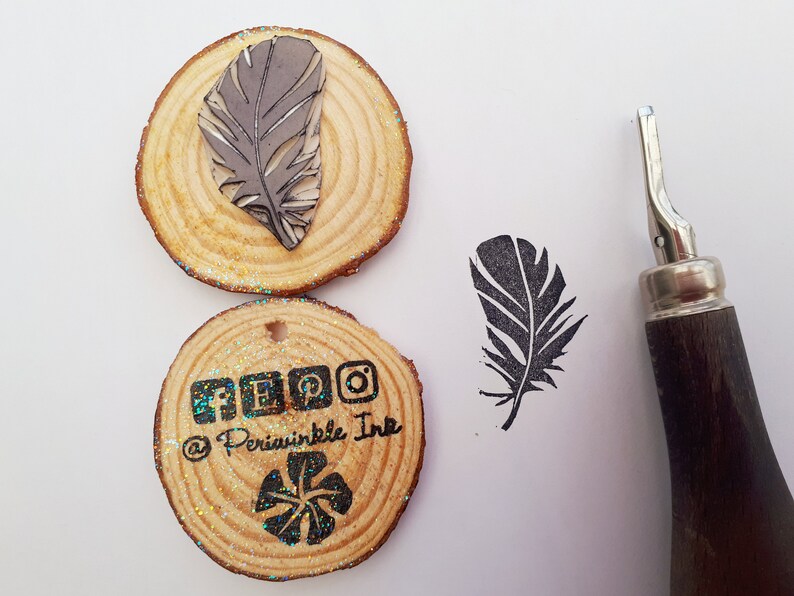 DIY Eco Recyclable Wrapping Paper Feather Ink Stamps Bird Lover Gift Hand Carved Printing Blocks