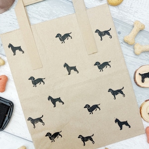 Hand Carved Dog Ink Stamp, Dachshund, Schnauzer, Labrador and Woof Ink Stampers, Mini Rubber Stamp Set, DIY Wrapping Paper Stampers