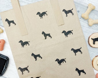 Hand Carved Dog Ink Stamp, Dachshund, Schnauzer, Labrador and Woof Ink Stampers, Mini Rubber Stamp Set, DIY Wrapping Paper Stampers