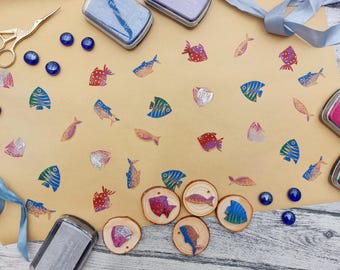 Funny Fish Ink Stamps, Quirky Fish Printing Blocks, DIY Eco Wrapping Paper, Hand Carved Aquatic Stampers