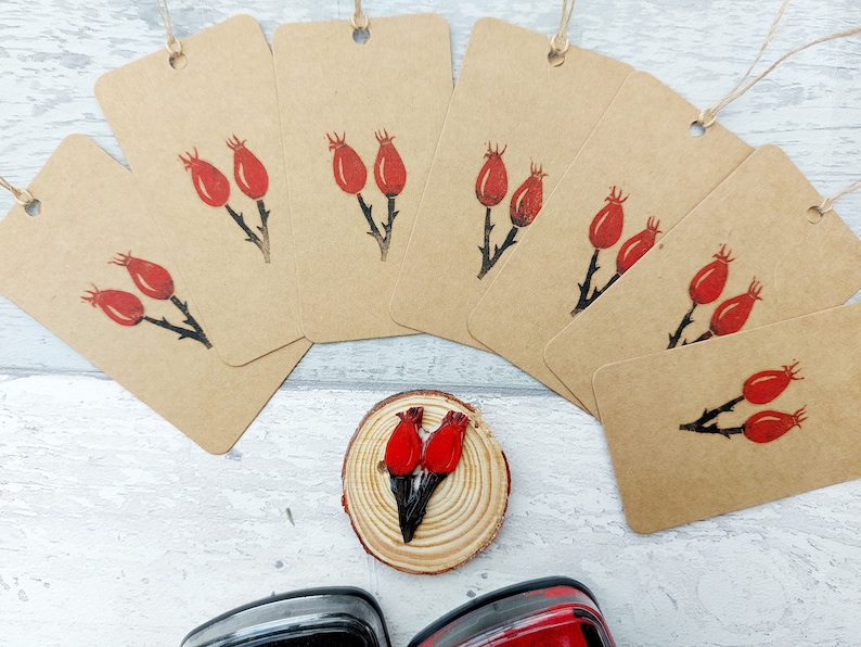 Seeds Ink Stamps, Pine Cone, Sycamore, Dandelion, Acorn, Poppy, Rosehip Printing Block, Hand Carved Rubber Stamp, DIY Eco Wrapping Paper image 8