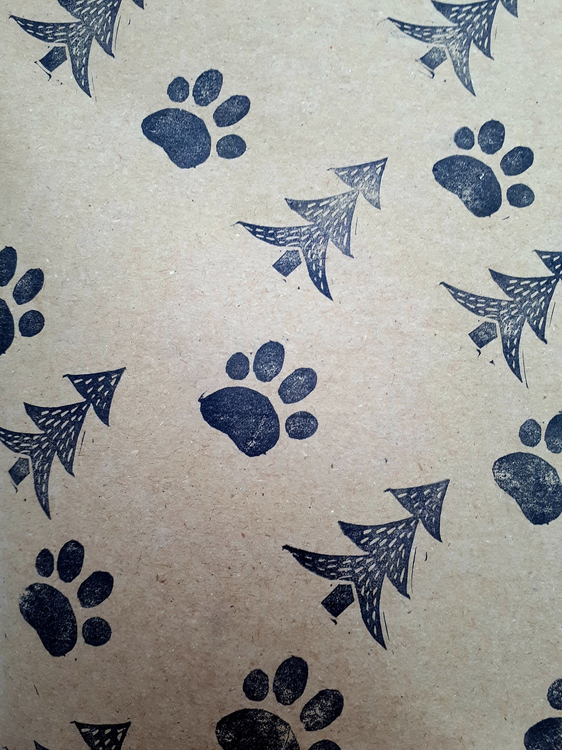Paw Print Ink Stamp Hand Carved Printing Block DIY Wrapping Etsy