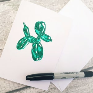 Handmade Birthay Card, Thank You Teacher Card, Hand Printed Linocut Card, Balloon Animal Dog, Personalised Card for Dad, Unique Card
