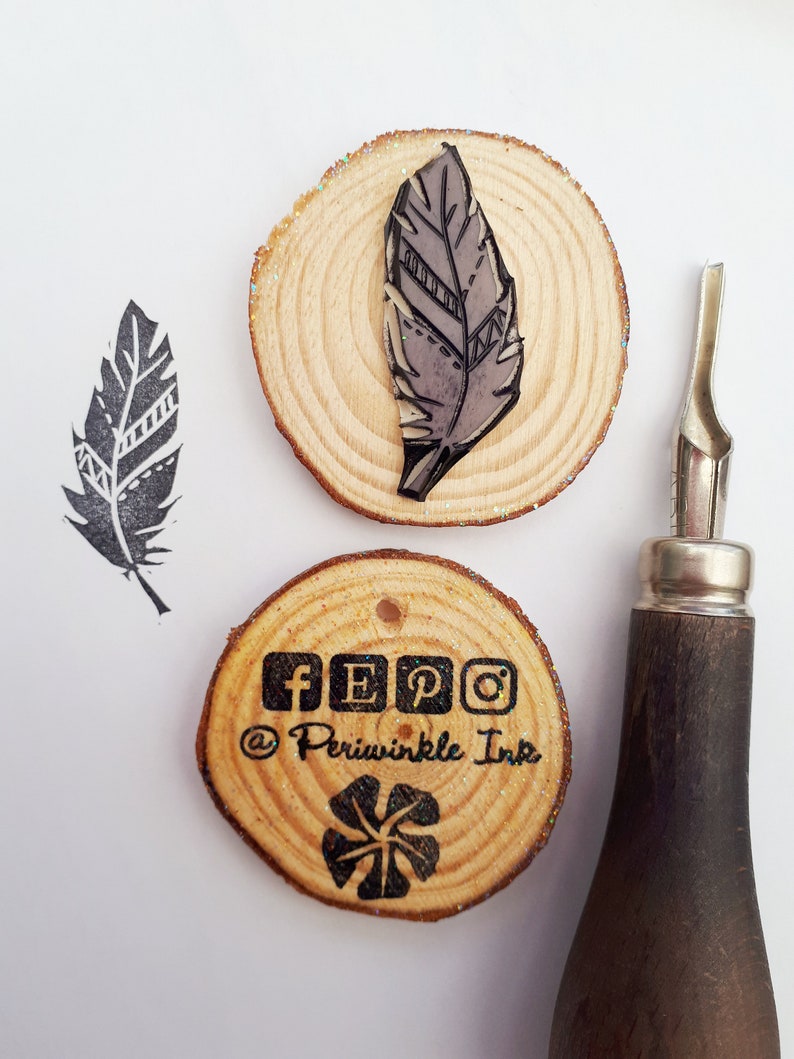 DIY Eco Recyclable Wrapping Paper Feather Ink Stamps Bird Lover Gift Hand Carved Printing Blocks