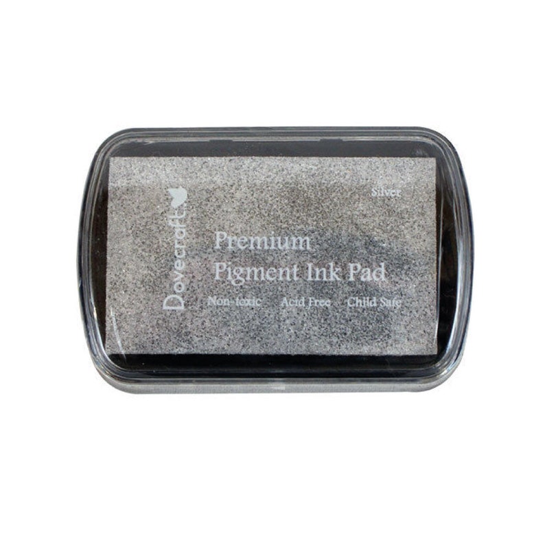 May include: A silver Dovecraft Premium Pigment Ink Pad. The ink pad is non-toxic, acid free, and child safe.