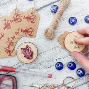 Sea Creatures Ink Stamps, Star Fish, Crab, Turtle, Jellyfish, Sea Horse, Angler Fish Printing Blocks, DIY Eco Wrapping Paper, Aquatic Stamps image 14