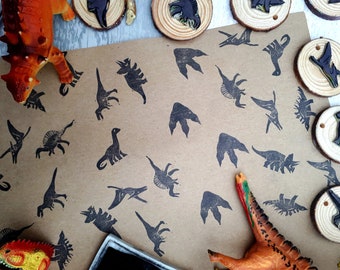 Dinosaur Ink Stamps,  DIY Eco Recyclable Wrapping Paper