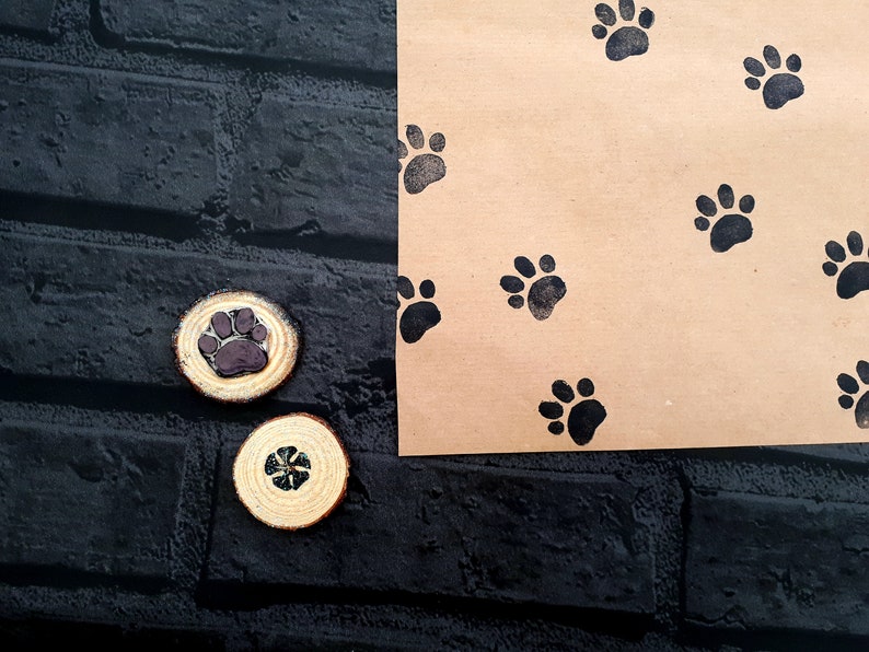 Paw Print Ink Stamp Hand Carved Printing Block DIY Wrapping Etsy UK