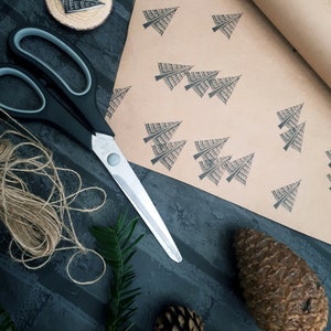 Weihnachtsbaum Tintenstempel, Tannenbaum Druckstock, handgeschnitzt, DIY Geschenkpapier, Geschenkverpackung, handgefertigt, recycelbares Papier, Folklore