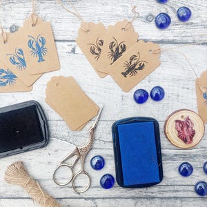Sea Creatures Ink Stamps, Star Fish, Crab, Turtle, Jellyfish, Sea Horse, Angler Fish Printing Blocks, DIY Eco Wrapping Paper, Aquatic Stamps image 10