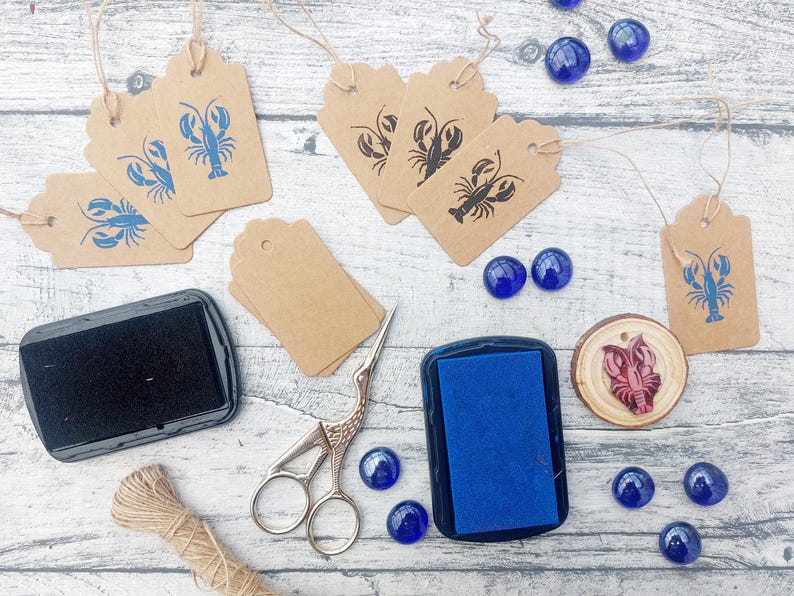 Sea Creatures Ink Stamps, Star Fish, Crab, Turtle, Jellyfish, Sea Horse, Angler Fish Printing Blocks, DIY Eco Wrapping Paper, Aquatic Stamps image 10