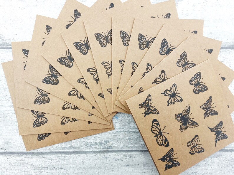 Hand Printed Linocut Butterflies Greetings Card, Handmade Insect Fan ...