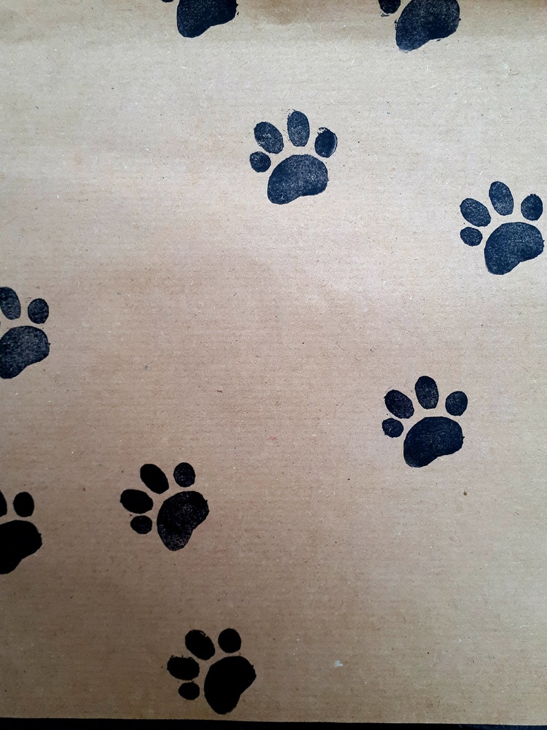 Paw Print Ink Stamp Hand Carved Printing Block DIY Wrapping Etsy UK