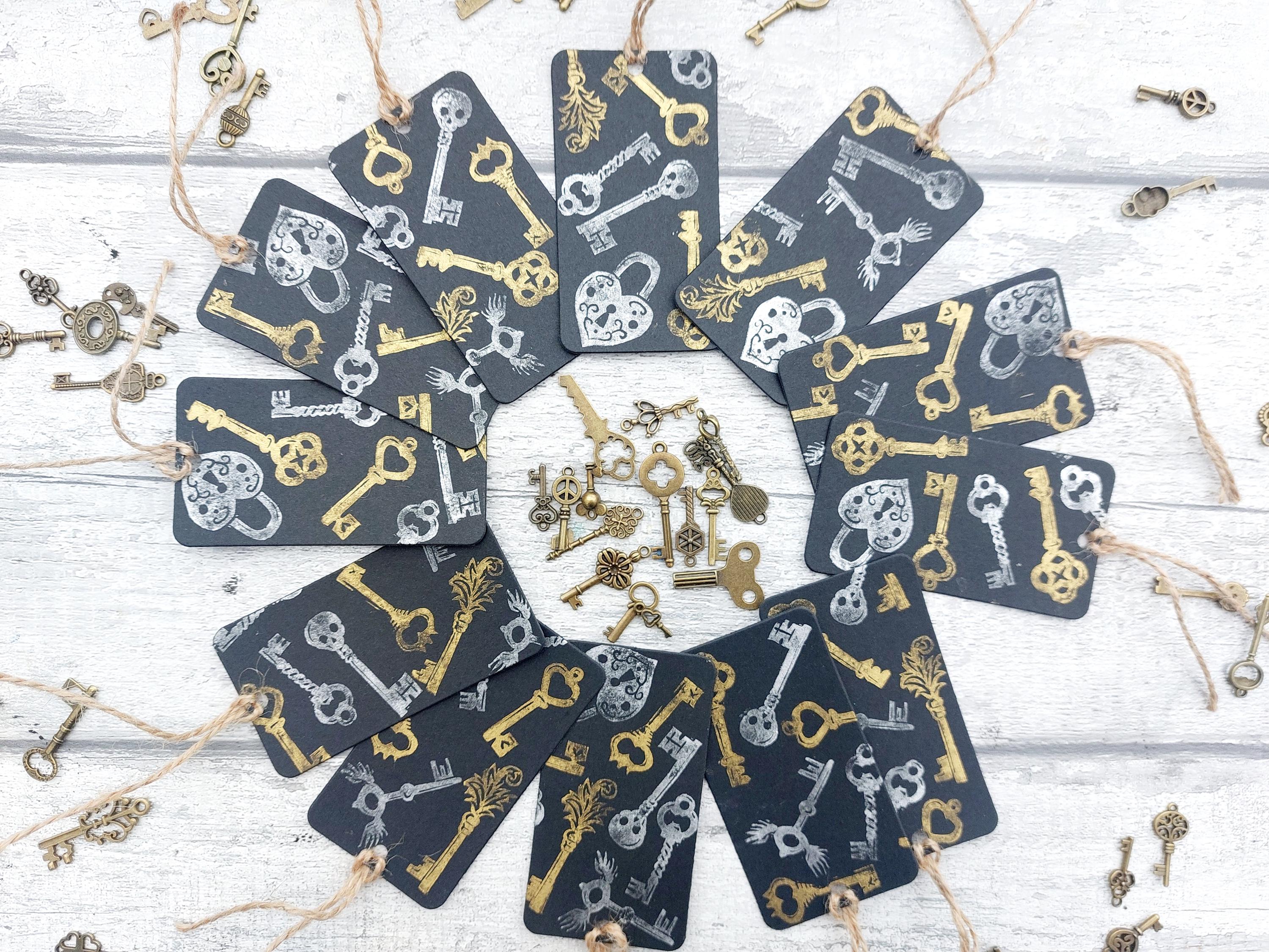 Key Ink Stamps, Lock and Key Stamper Set, Skeleton Key Printing Block ...