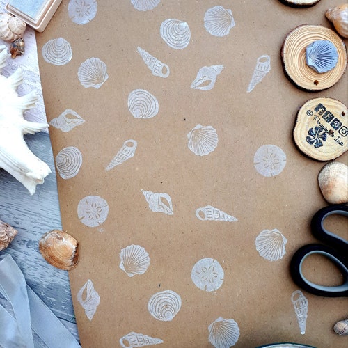 Seashell Ink Stamps, Shell Printing Block, DIY Eco Recyclable Wrapping Paper