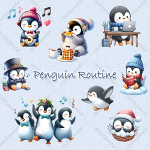 Entzückender Pinguin Clipart-Set | 28 PNG Designs | Niedliche Winter Pinguine für Scrapbooking, Bastelarbeiten, Sticker und digitale Projekte