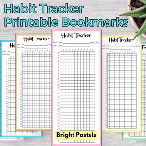 Habit Tracker Bookmark Bright Pastels, Reading Tracker, Bookmark Tracker, Printable Instant Download