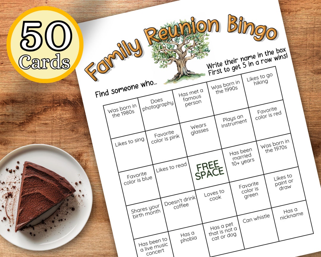 Family Reunion Bingo Printable Game, Find Someone Who, Family Reunion ...