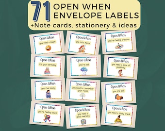 Printable Open When Envelopes College Students, 71 Open When Letters Labels, Instant Download