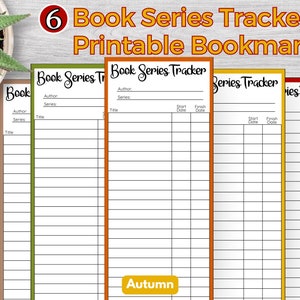 Book Series Tracker Bookmark Autumn, Reading Tracker, Bookmark Tracker, Printable Instant Download