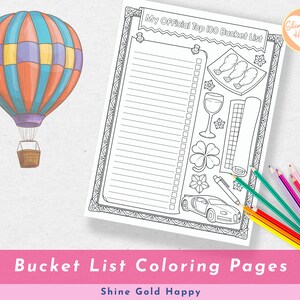 Bucket List Coloring Pages PDF Digital Download Printable - Etsy