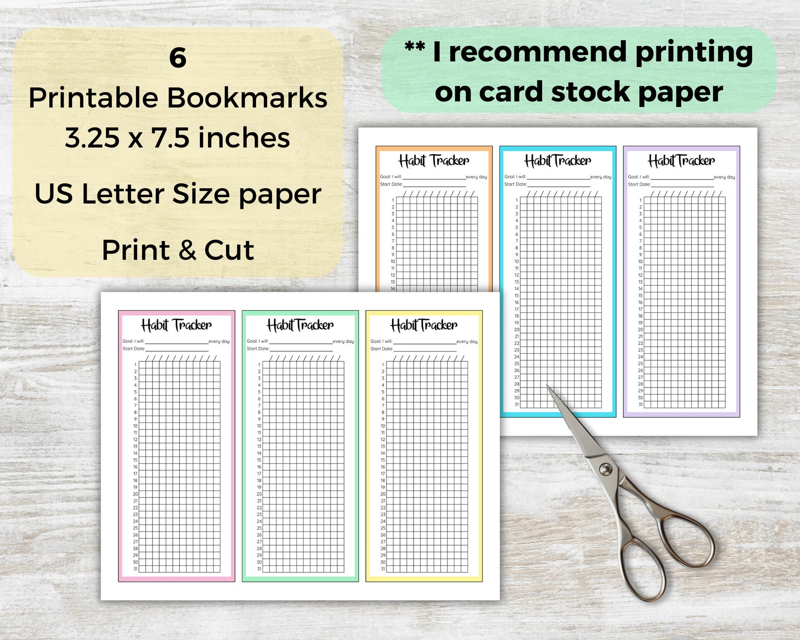 Habit Tracker Bookmark Bright Pastels, Reading Tracker, Bookmark ...