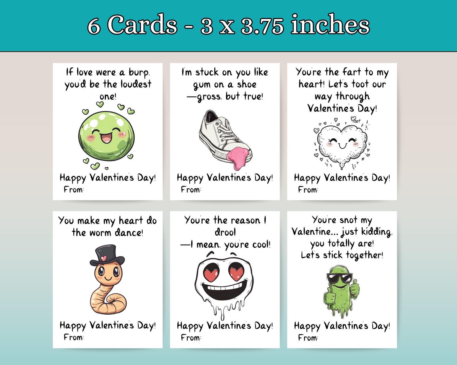 Joke Valentine's Day Cards, Funny Valentines for Kids, Classroom ...