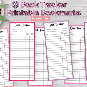 Book Tracker Bookmarks, Romantic, Reading List Bookmark, Library Card Bookmark, Printable Instant Download