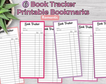 Book Tracker Bookmarks, Romantic, Reading List Bookmark, Library Card Bookmark, Printable Instant Download