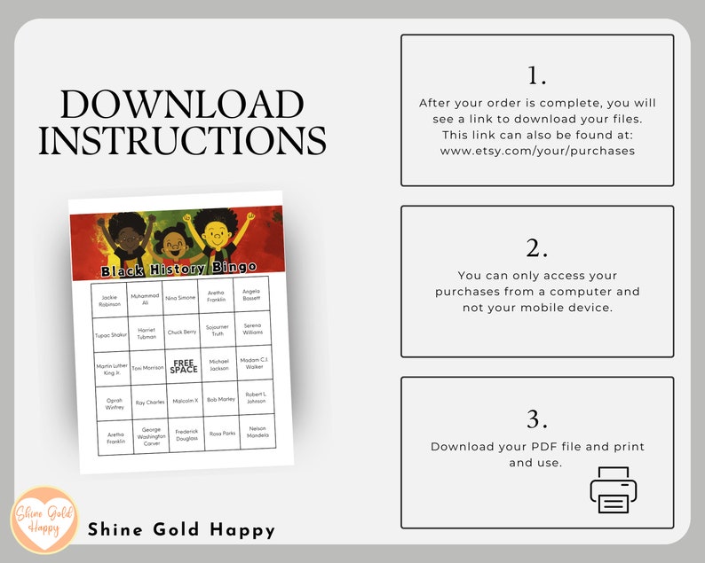 Black History Bingo Game Printable African American Icons Educational Black History Bingo Game Printable African American Icons Educational