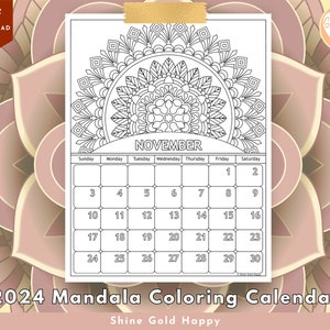 2024 Mandala Coloring Calendar, Printable Calendar 2024, PDF Digital Download - Etsy