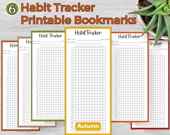 Habit Tracker Bookmark Autumn, Reading Tracker, Bookmark Tracker, Printable Instant Download