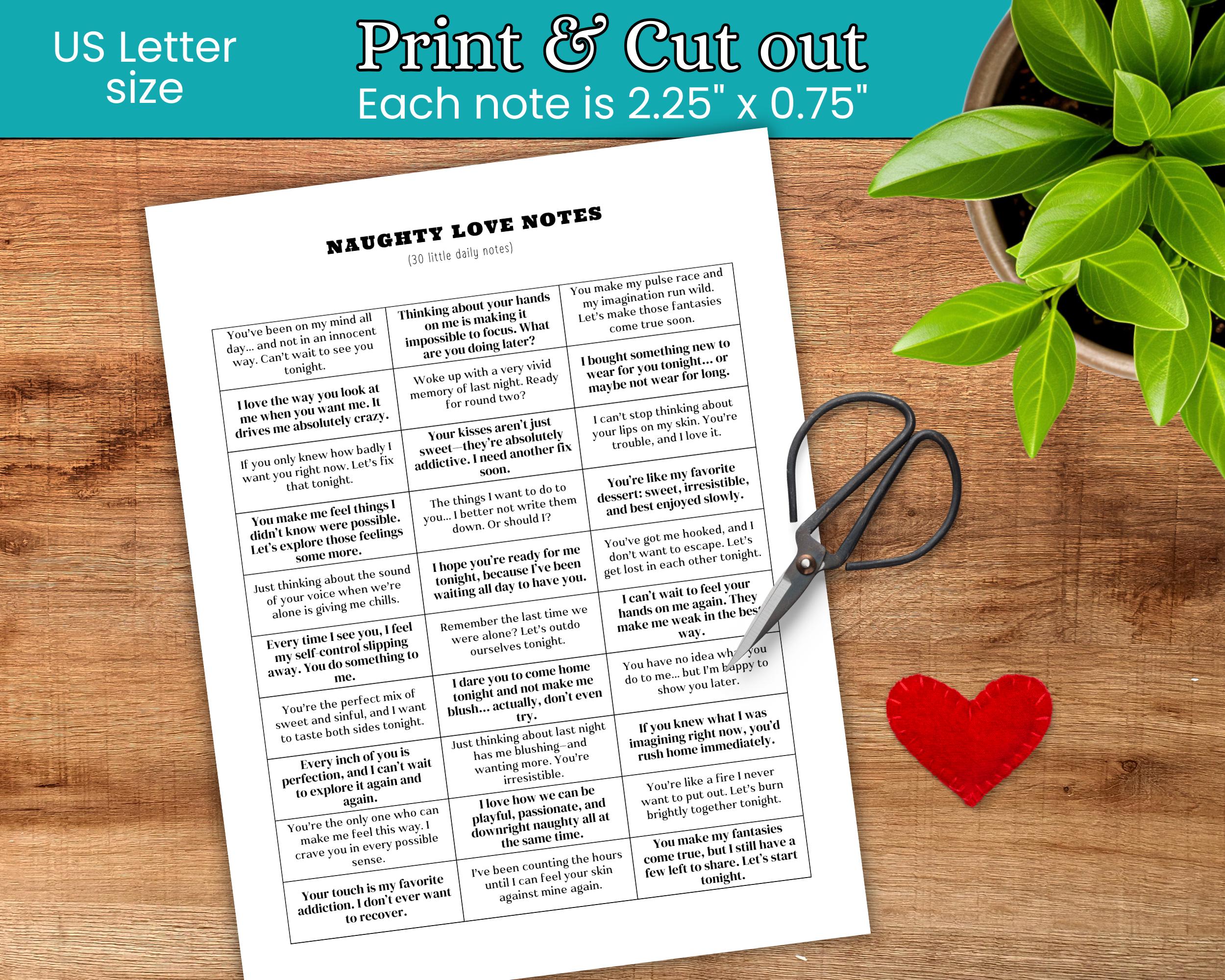 Make Love Notes Naughty Little Love Notes, Flirty, Valentine's Day, Anniversary, DIY ...