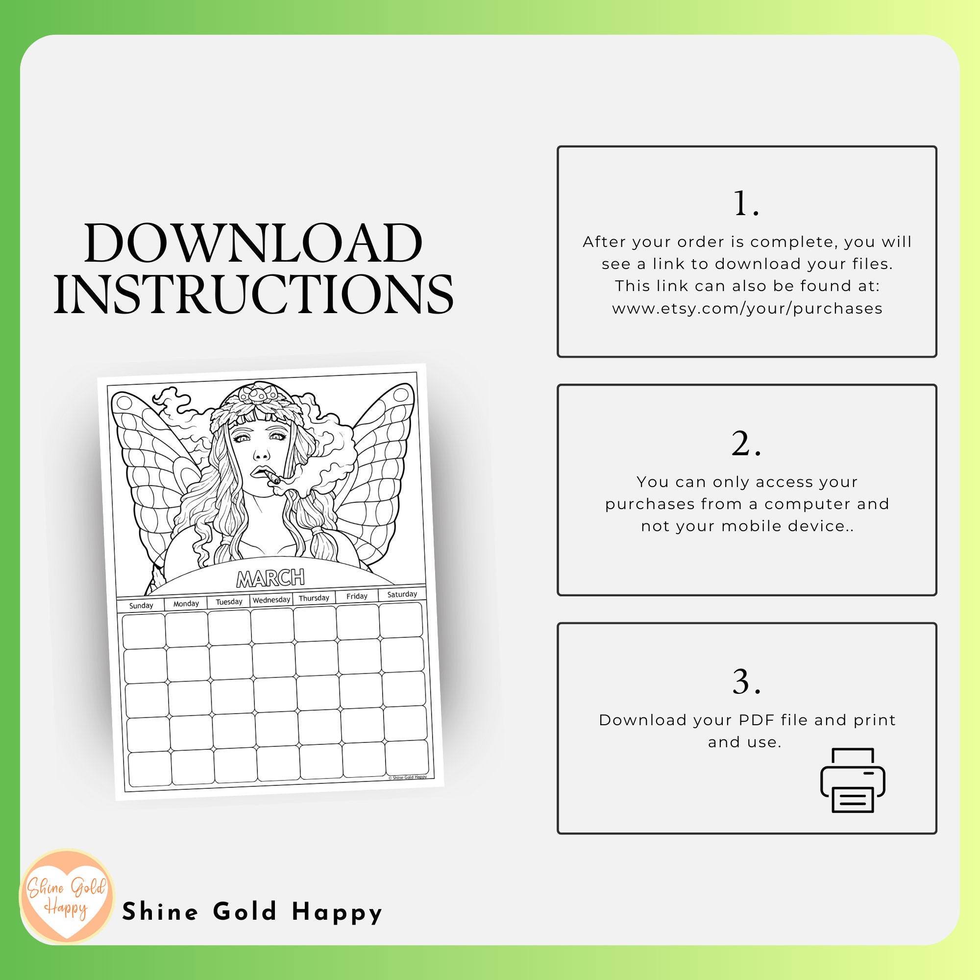 Undated Stoner Coloring Calendar, Printable Monthly Calendars PDF