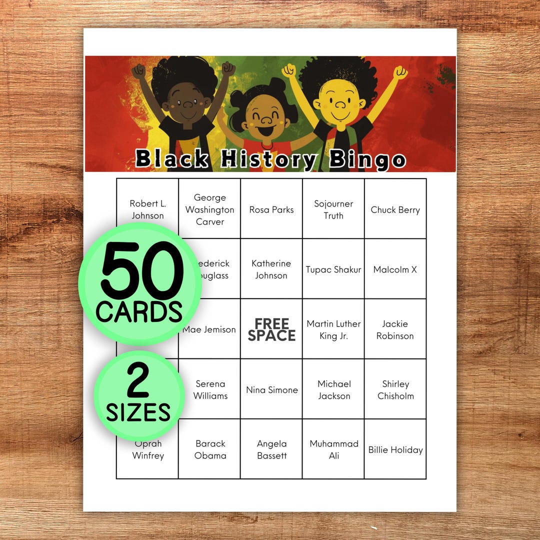 Black History Bingo Game Printable, African American Icons, Educational ...