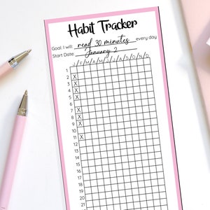 Habit Tracker Bookmark Bright Pastels, Reading Tracker, Bookmark ...