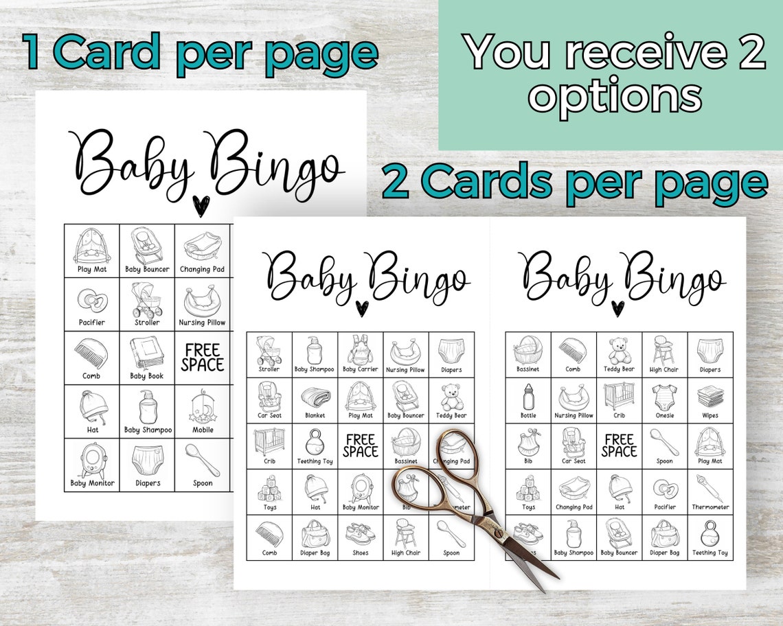 Baby Shower Bingo, 50 Bingo Cards, Printable Baby Shower Game, Baby ...