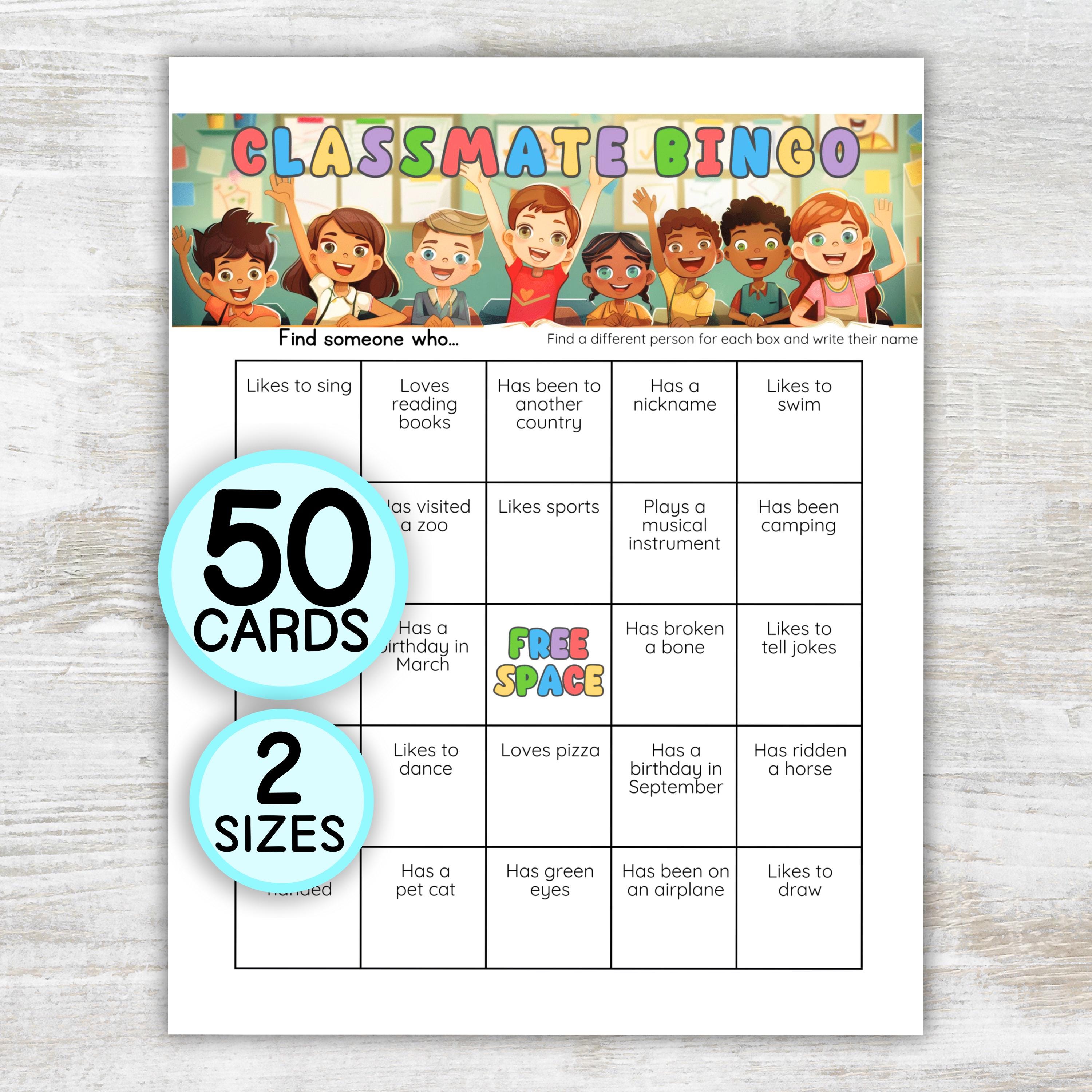 Classmate Find Someone Who Bingo Cards, First Day of School Icebreaker ...