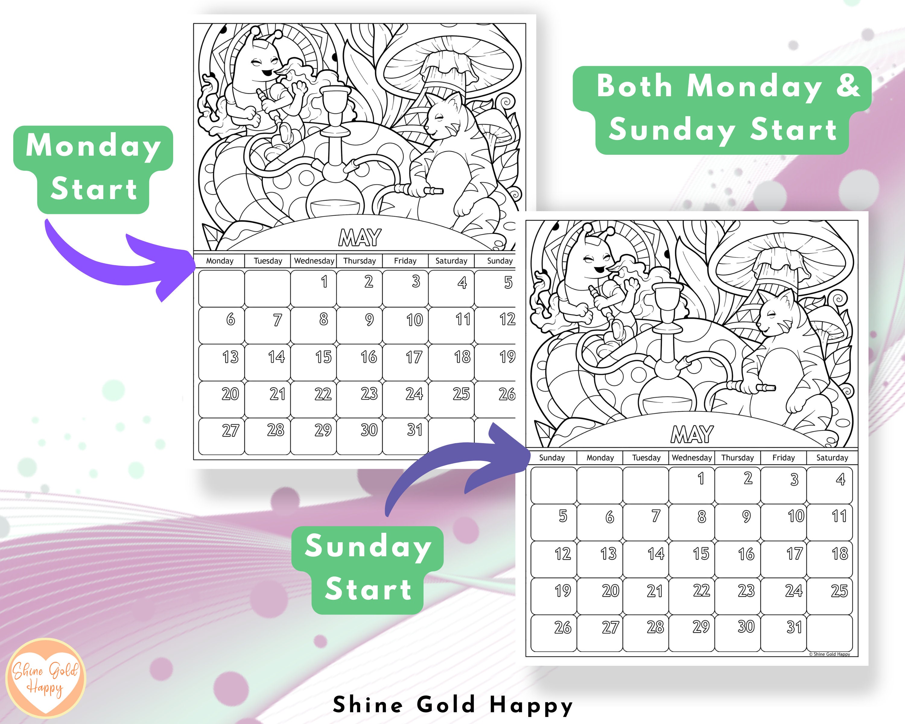 2024 Stoner Coloring Calendar Printable Calendar 2024 PDF Etsy