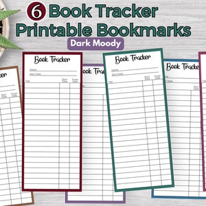 Book Tracker Bookmarks, Dark Moody, Reading List Bookmark, Library Card Bookmark, Printable Instant Download