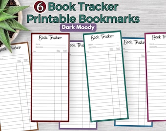 Buch Tracker Lesezeichen, dunkel Moody, Leseliste Lesezeichen, Bibliothek Karte Lesezeichen, Printable Instant Download