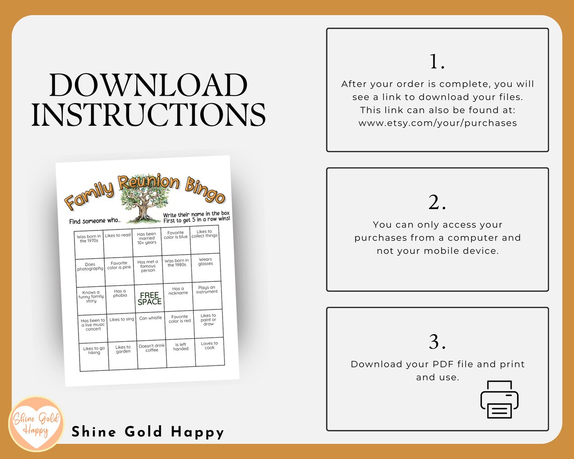 Family Reunion Bingo Printable Game, Find Someone Who, Family Reunion