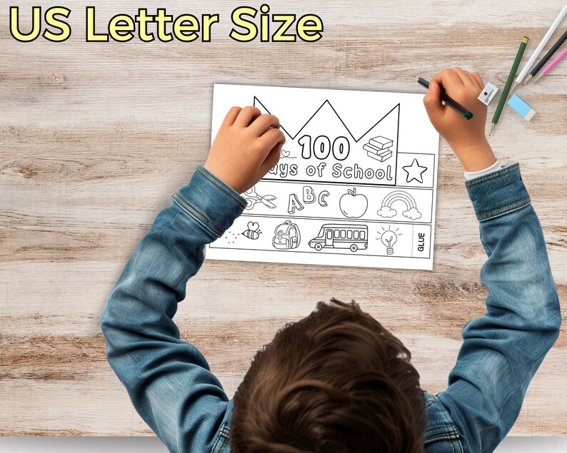100th Day of School Paper Crowns, 100 Days of School Coloring Craft for ...