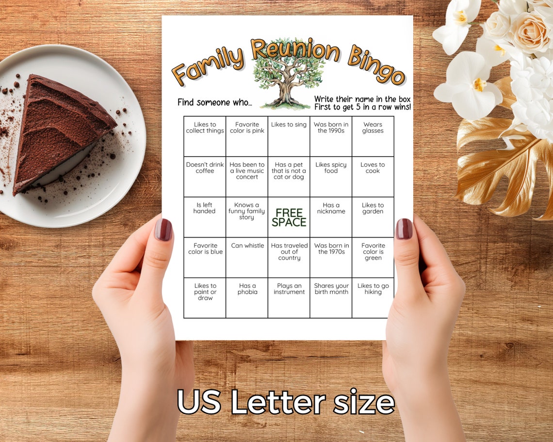 Family Reunion Bingo Printable Game, Find Someone Who, Family Reunion
