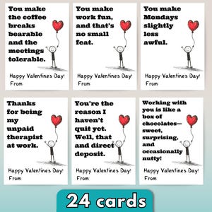 Cartes de Saint-Valentin drôle de collègue, 24 Saint-Valentin de travail, carte de Saint-Valentin collègue, collègue de bureau Saint-Valentin, imprimable téléchargement immédiat