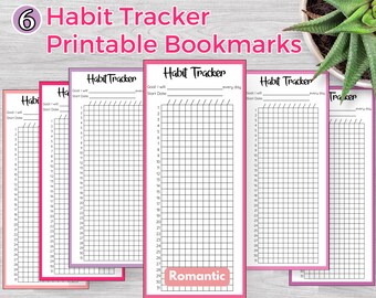Habit Tracker Bookmark Romantic, Reading Tracker, Bookmark Tracker, Printable Instant Download