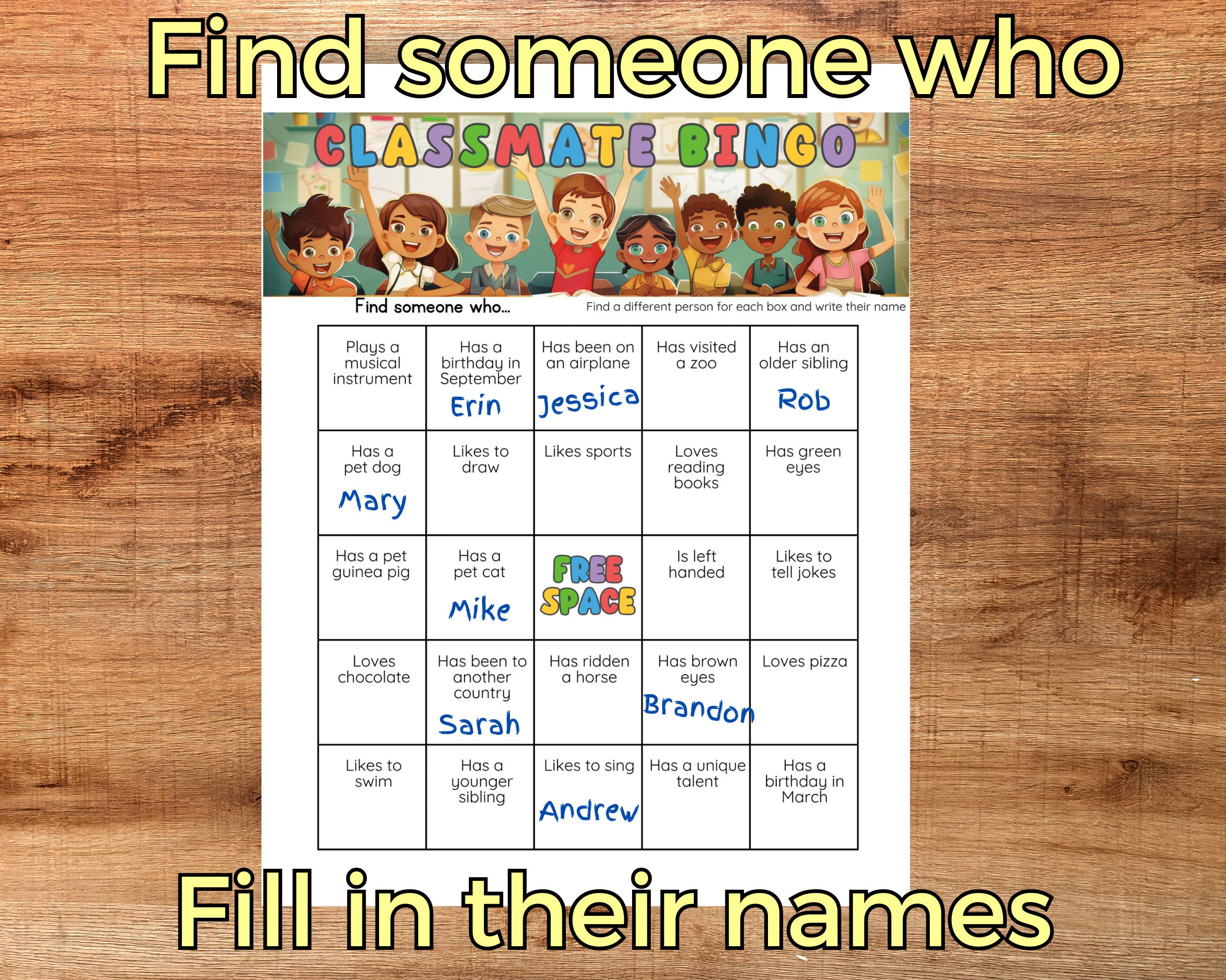 Classmate Find Someone Who Bingo Cards, First Day of School Icebreaker ...