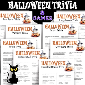 Halloween Trivia Game Bundle, Multiple Choice, Halloween Game for Kids, Seniors, Office Party Games, Movie Trivia, Trivia Night, Printable