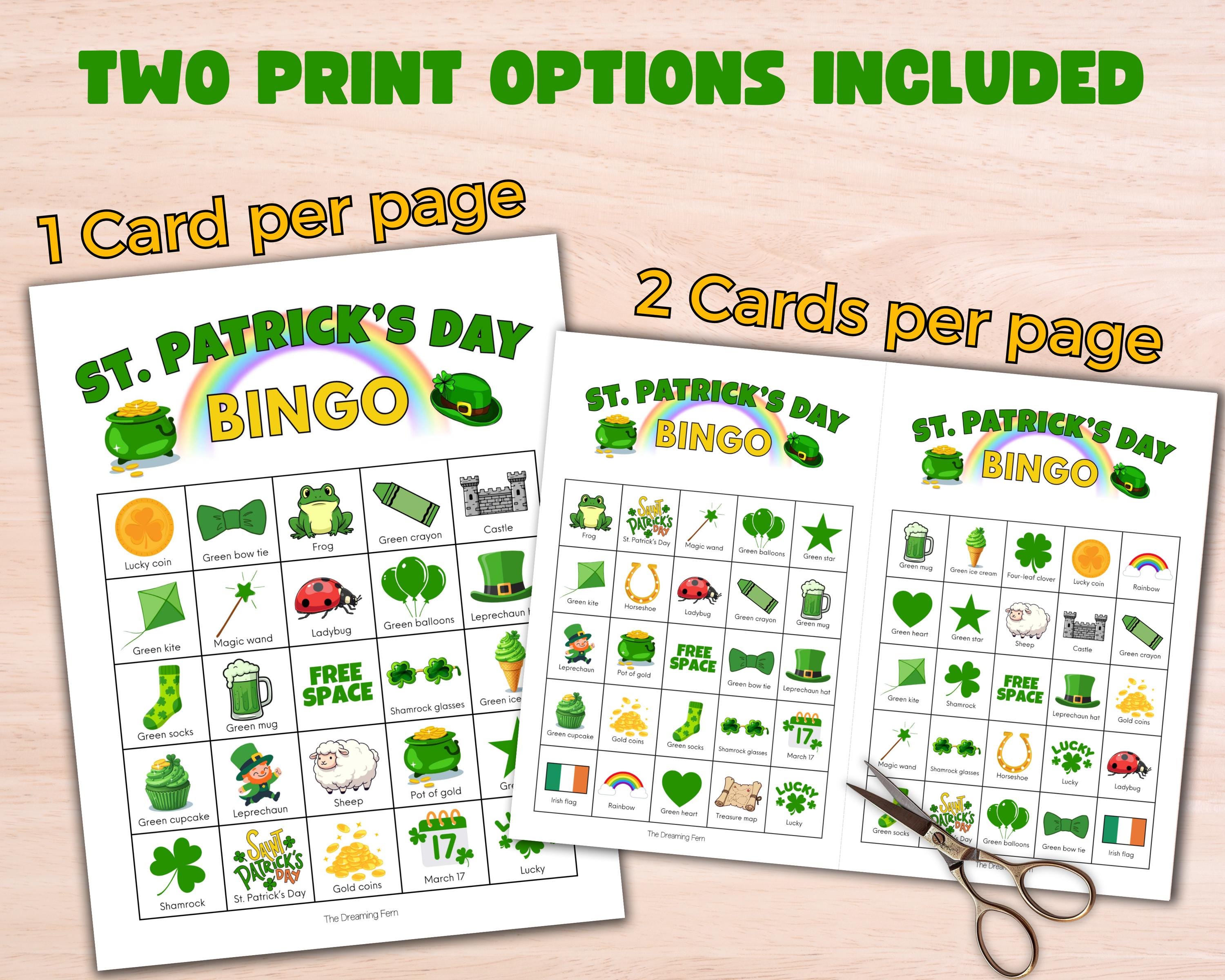 St. Patricks Day Bingo Cards Printable Game, 100 Unique Cards, St ...
