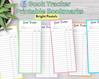 Buch Tracker Lesezeichen, Pastelle, Leseliste Lesezeichen, Bibliothek Karte Lesezeichen, Printable Instant Download